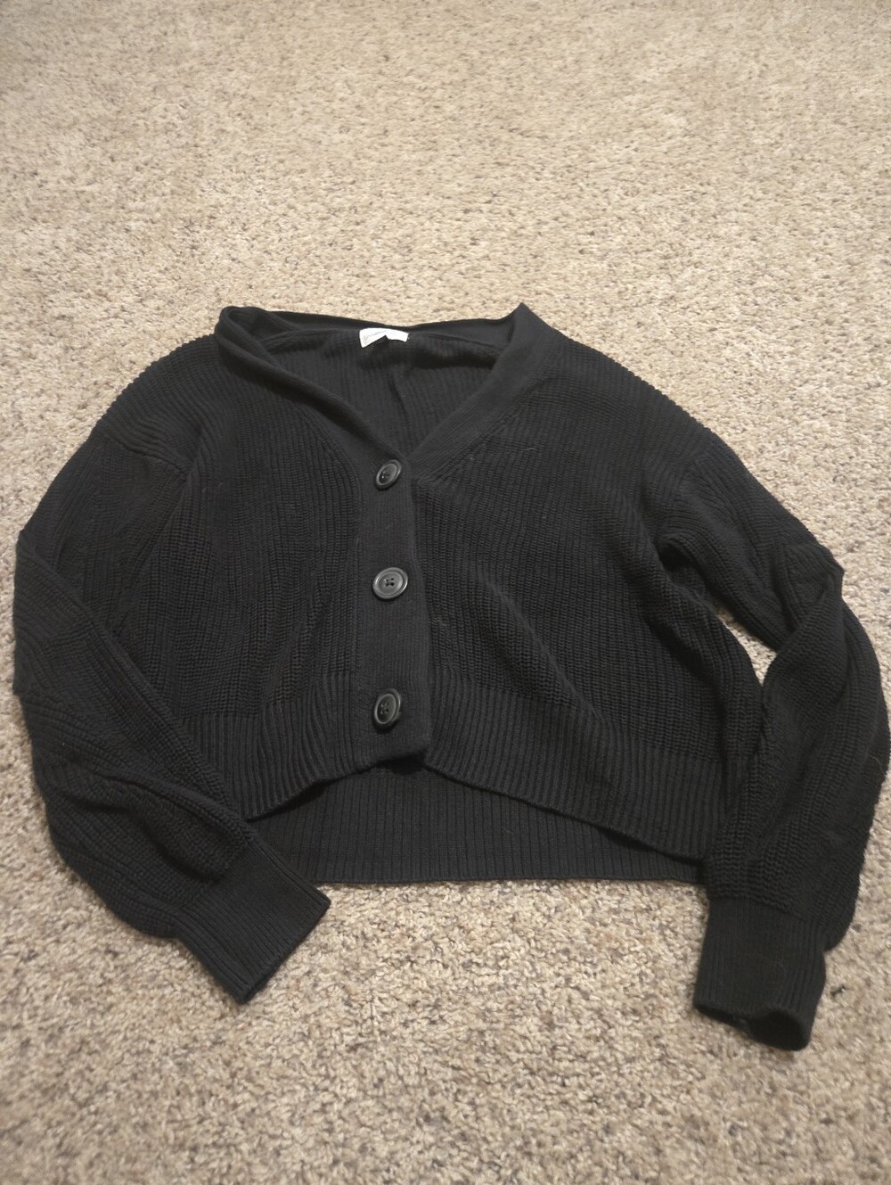 Black Women's V-Neck Button Cardigan Sweater